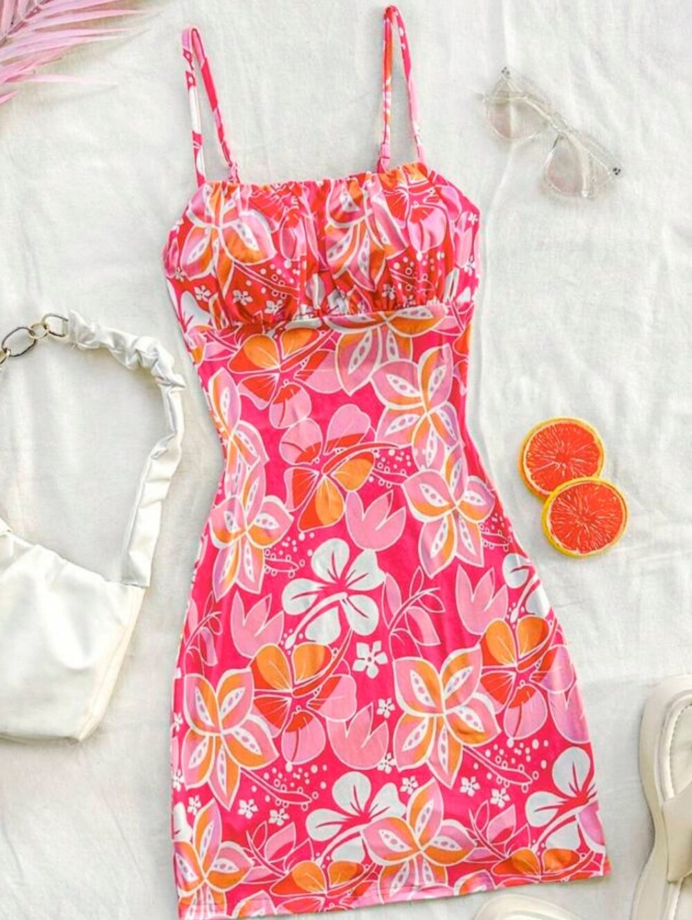 Like New Size XL Vibrant Floral Print Adjustable Spaghetti Strap Dress